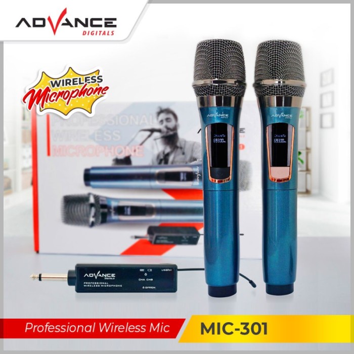 Mic Wireless Double Advance 301 Microphone Advance MIC 301