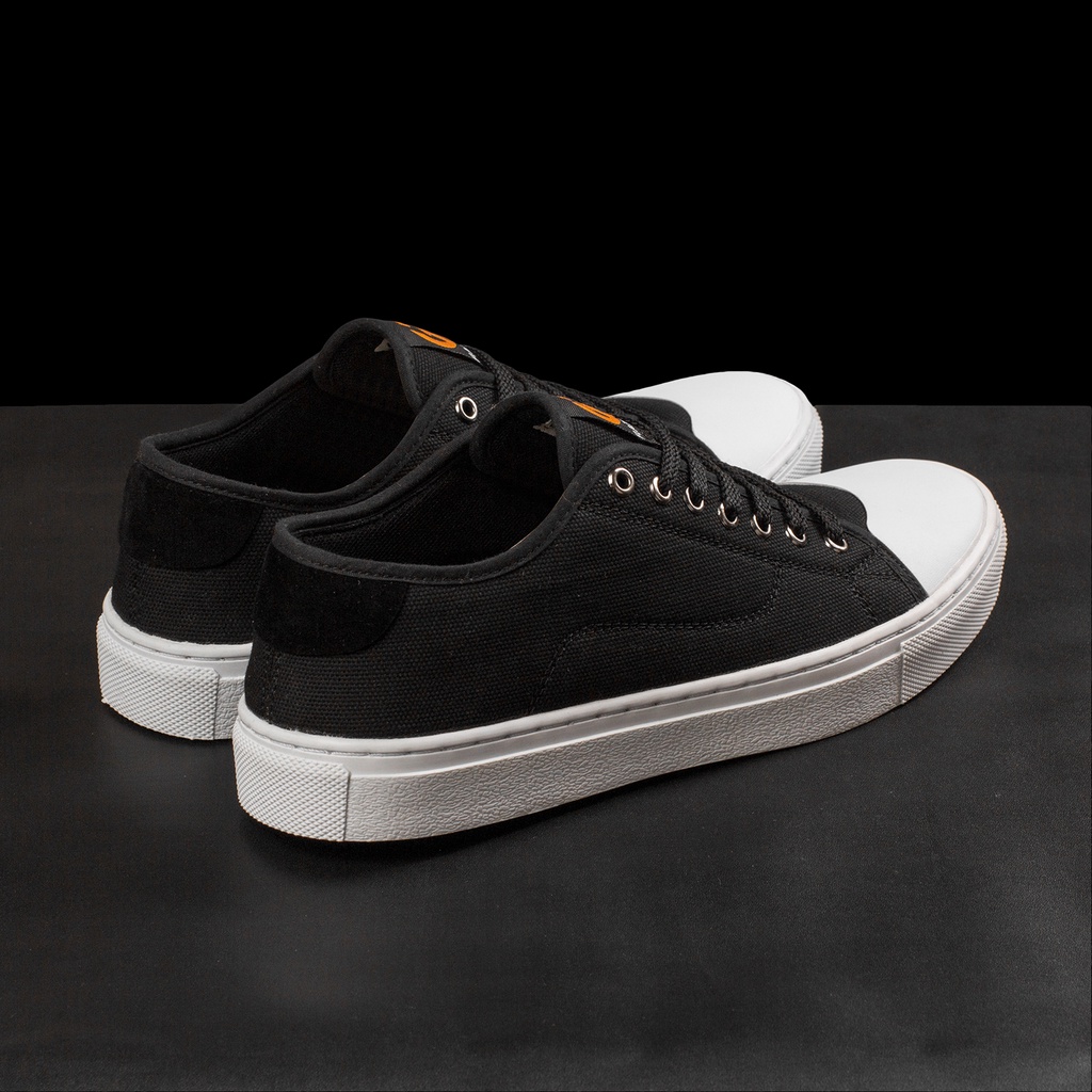 HARALD BLACK |ManNeedMe x FLAZHBACK| Sepatu Sneakers Pria Casual Canvas Shoes ORI SOL DIJAHIT