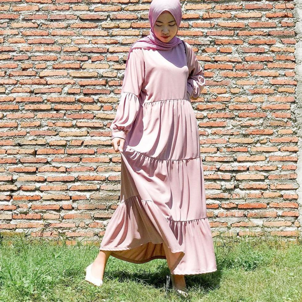 NEW STOCK Cindy Gamis Susun Rempel - Maxi Dress Muslim Wafel Velvet