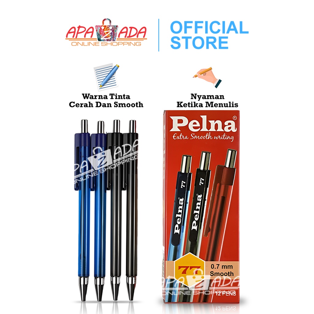 

Apazada Gel Pen / Pulpen Gel 0.7mm Tinta Hitam & Biru Isi 12 Pcs / Pena Gel Pelna77 Smooth / Ink Pen Bolpen Pelna77