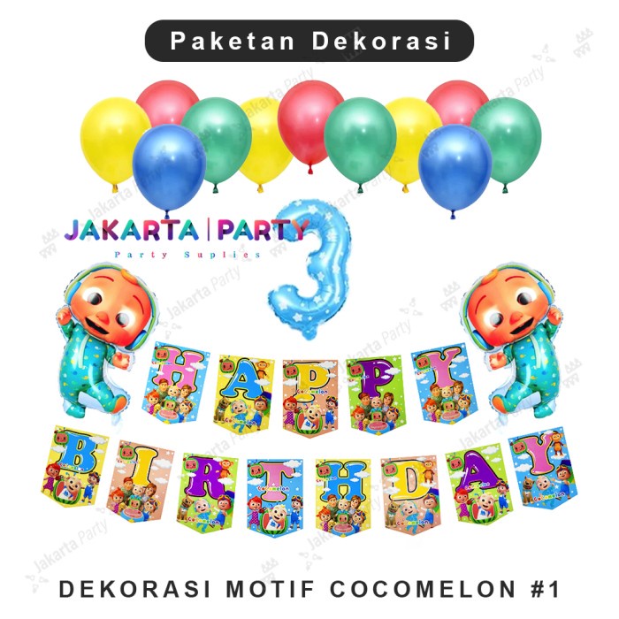 Paket Dekorasi Ultah Tema Cocomelon #1 / Dekorasi Ultah Cocomelon