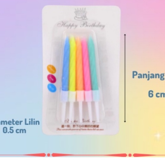 PA Lilin Spiral Pastel Macaron / Lilin Korea Wavy Ulir / Lilin Metalik Ulang Tahun SS209