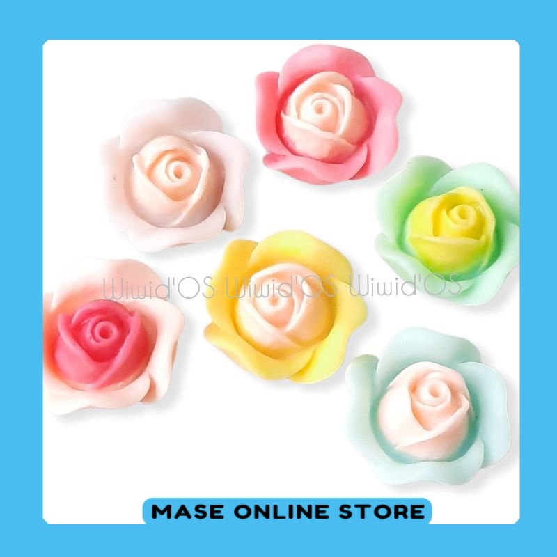 MST (3 biji) RESIN BUNGA MAWAR 3 CM MASESTORE