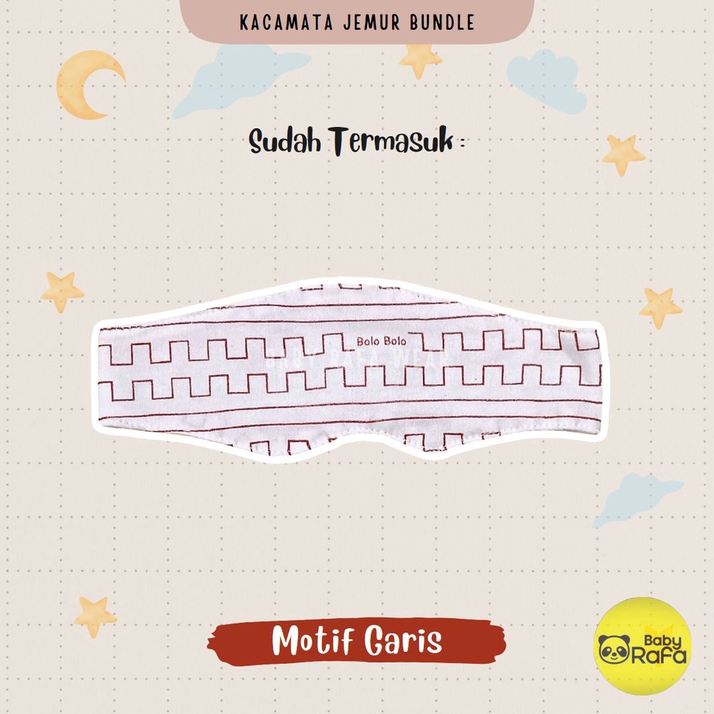3 Pcs Kacamata Jemur Bayi Penutup dan Pelindung Mata Bayi Serian MERAH BATA merk SNI Bolo - Bolo