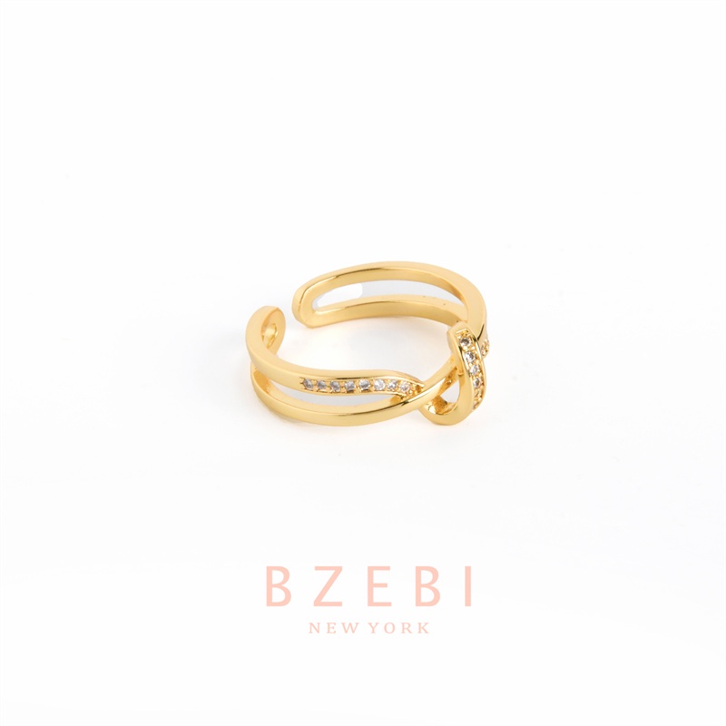 Bzebi Cincin Emas Berlian 18k, Cincin Terbuka Ajustable, Anti Karat, Gaya Korea, Aksesoris Fashion Wanita, Aksesoris Sehari-Hari, Perhiasan Premium, Hadiah Ulang Tahun Dengan Box 1128r