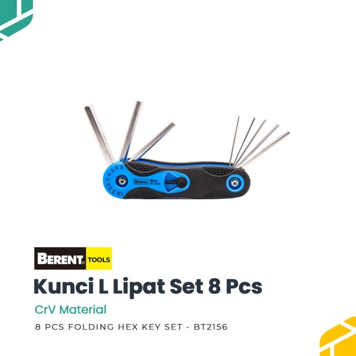 Terlaris ✨ -BERENT Kunci L Lipat 8 Pcs Folding Hex Key Set Repair Tool Kit BT2156- 2.2.23