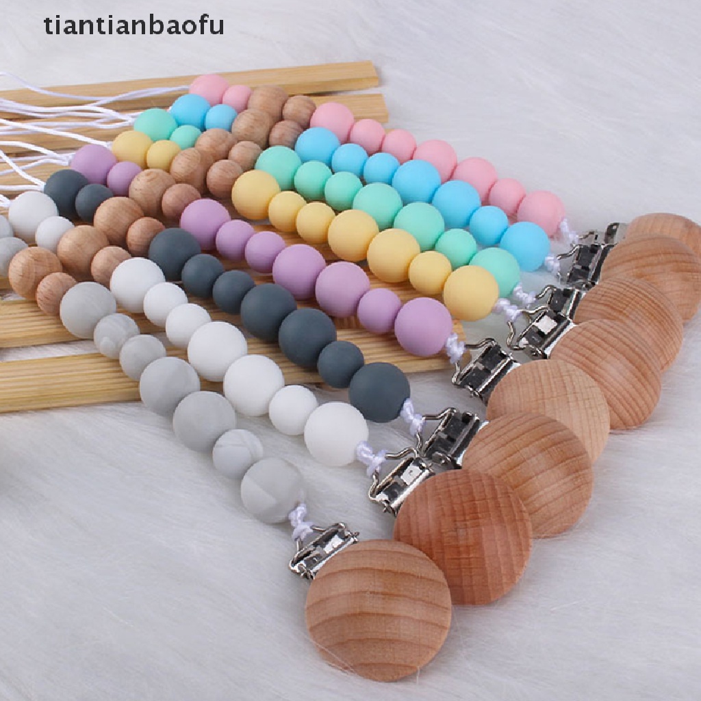 [tiantianbaofu] Baru Lahir Dot Makan Bayi Manik-Manik Dot Klip Rantai Nipple Holder Butik