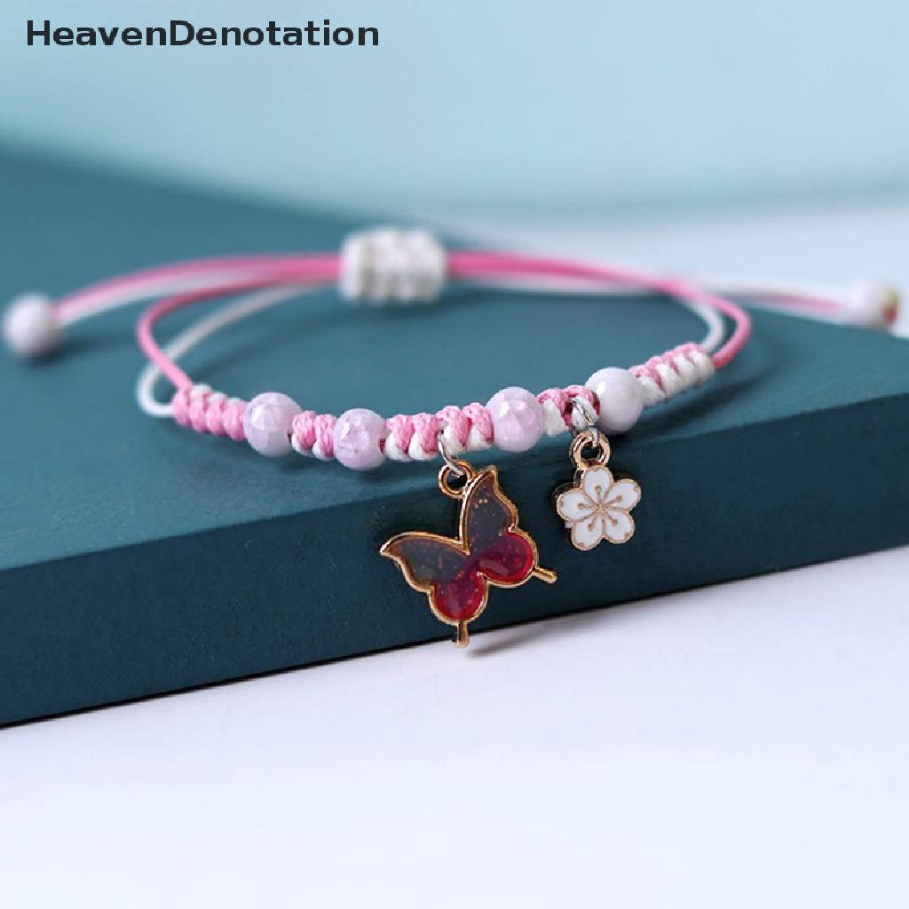 [HeavenDenotation] Fashion Gelang Kupu-Kupu Klasik Handmade Tali Kepang Rantai Adjustable Charm Bracelets Untuk Wanita Gadis Perhiasan Pesta HDV