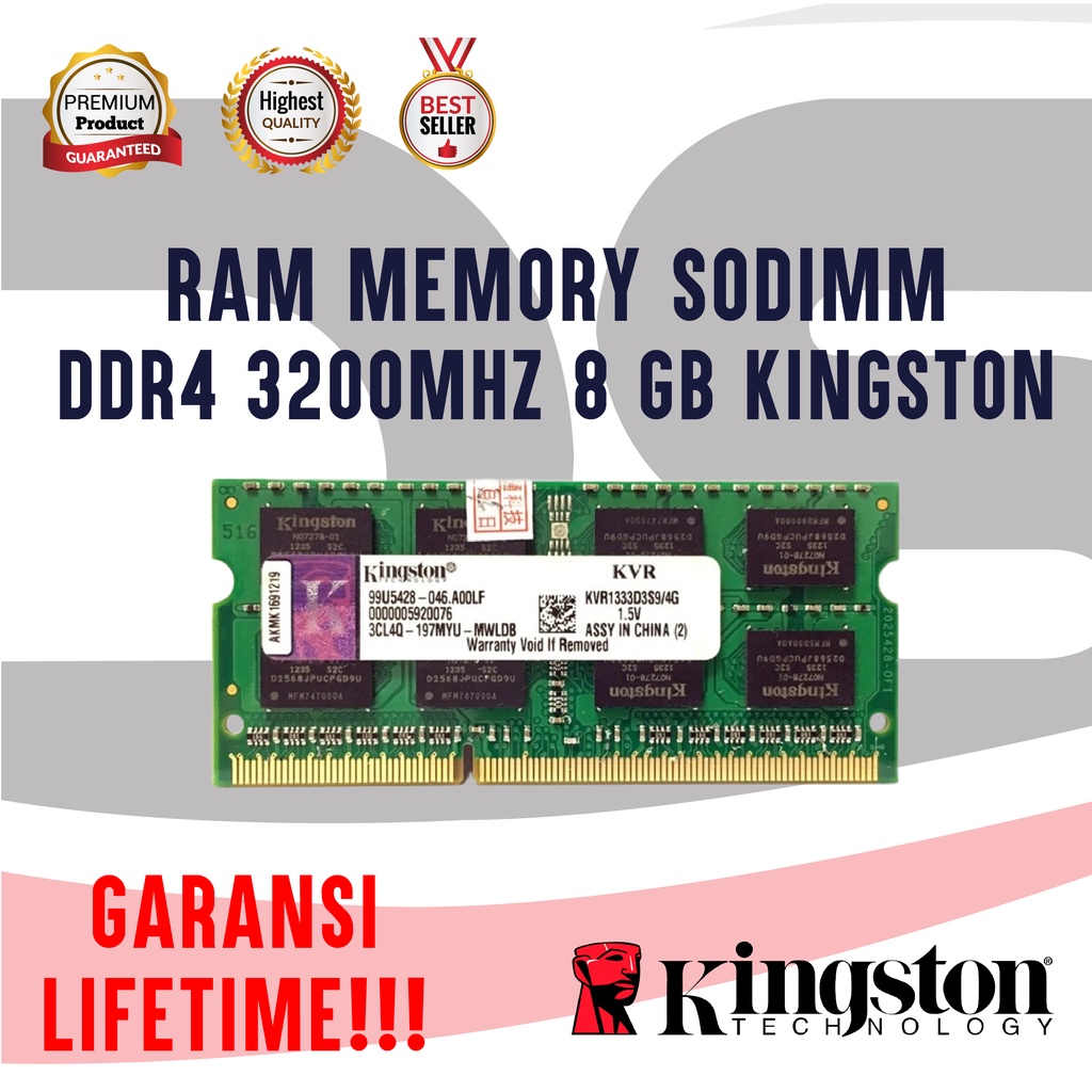 RAM MEMORY LAPTOP SODIMM DDR4 8GB 3200MHz KINGSTON