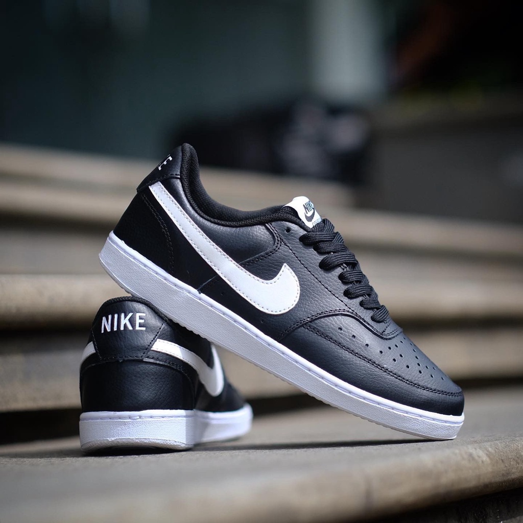 NIKE COURT VISION LOW LEATHER BLACK WHITE