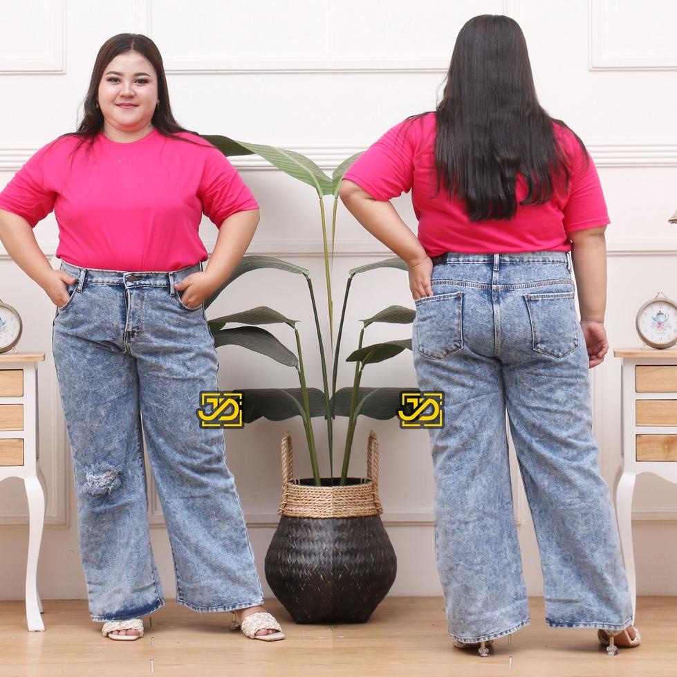 CHEKOUT Jumbo Kulot Sobek Lutut / Kulot Ripped Jeans Big Size 27-42