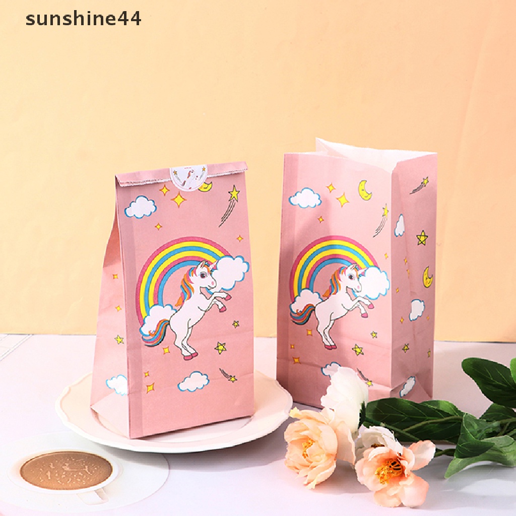 Sunshine 12Pcs/Pack Unicorn Paper Candy Gift Bag Kantong Kertas Kraft Kue Pesta Unicorn ID