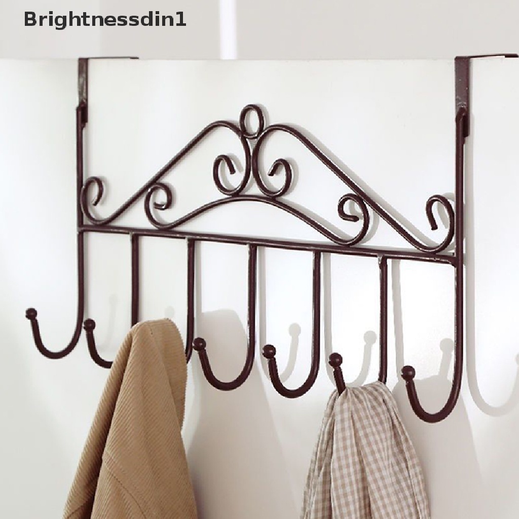 [Brightnessdin1] Gantungan Baju Over Door Metal 7kait Handuk Topi Coat Hooks Besi Rak Butik