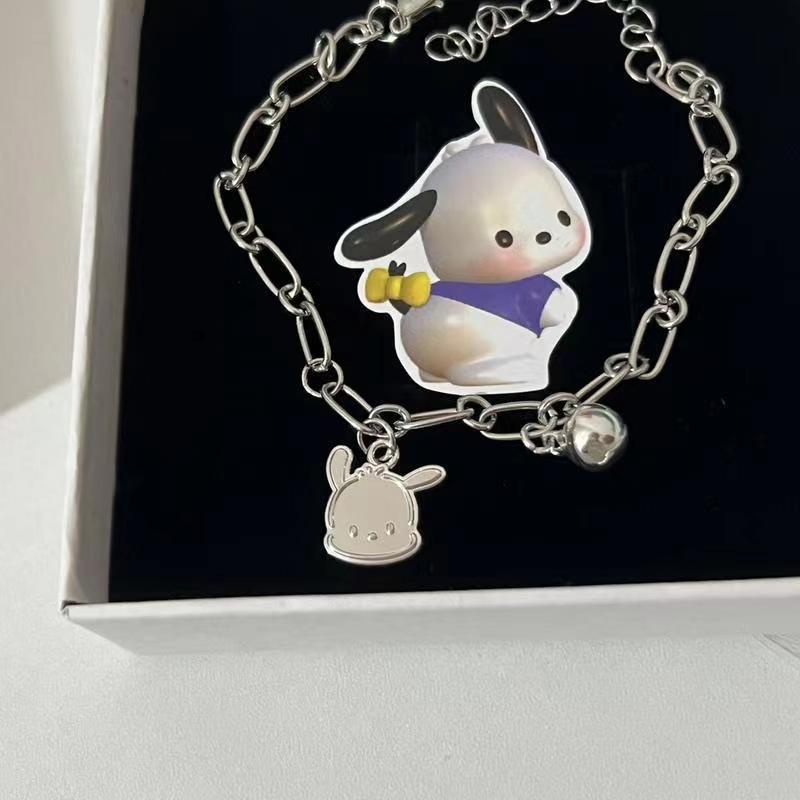 Kartun Indah Sanrio Pochacco Kalung Mutiara Korea Ins Sederhana Putih Puppy Gelang Kartun Aksesoris Fashion