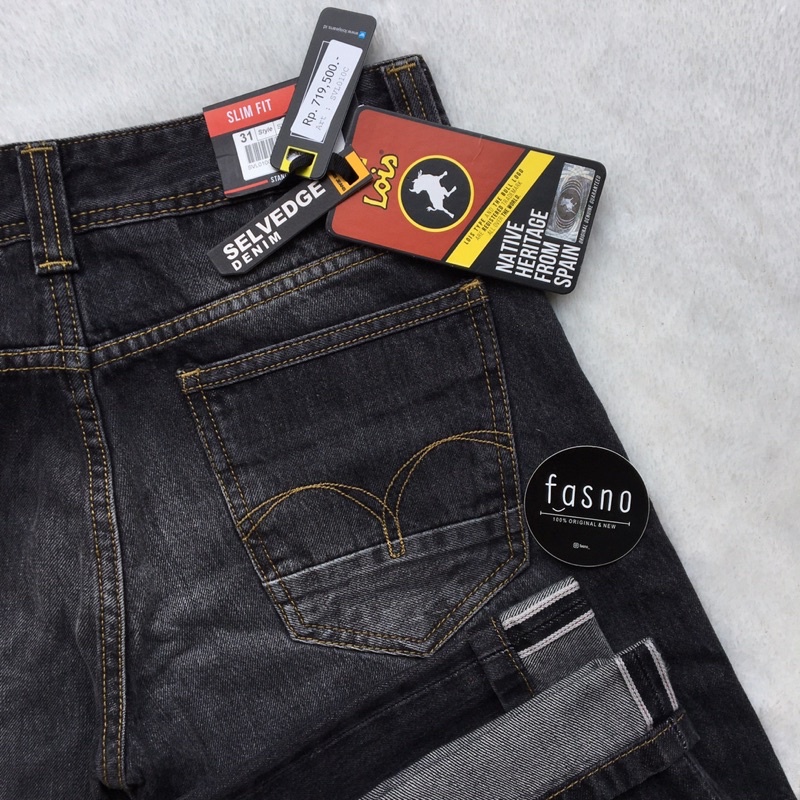 NEW & ORIGINAL Lois SLIM FIT #SELVEDGE Denim.Dark Grey Wash.