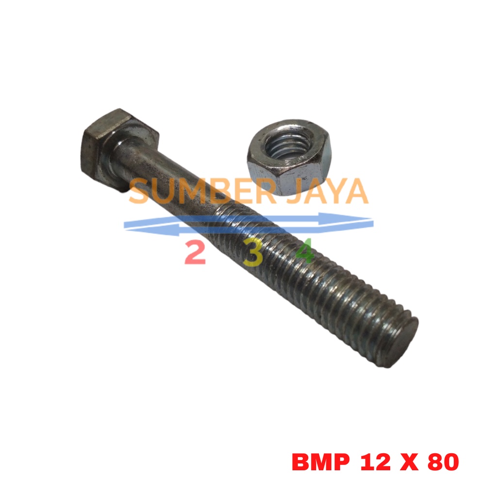 MUR BAUT M12 BMP 12 X 80 MM PUTIH BMP TERMURAH