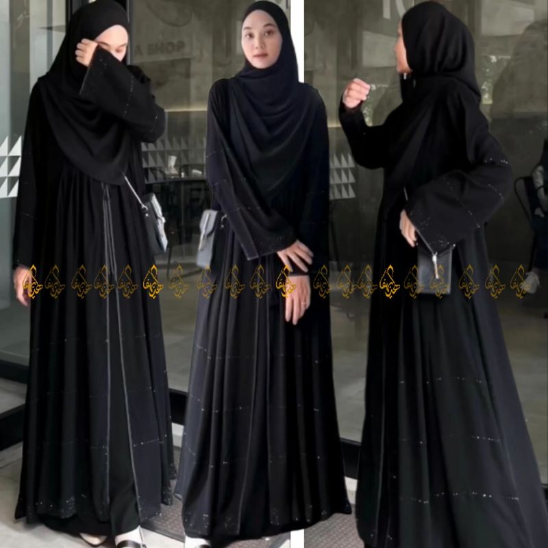 Abaya Basic Terbaru Abaya Syari Umroh Gamis Turki List Rompi Sifon Swarosky