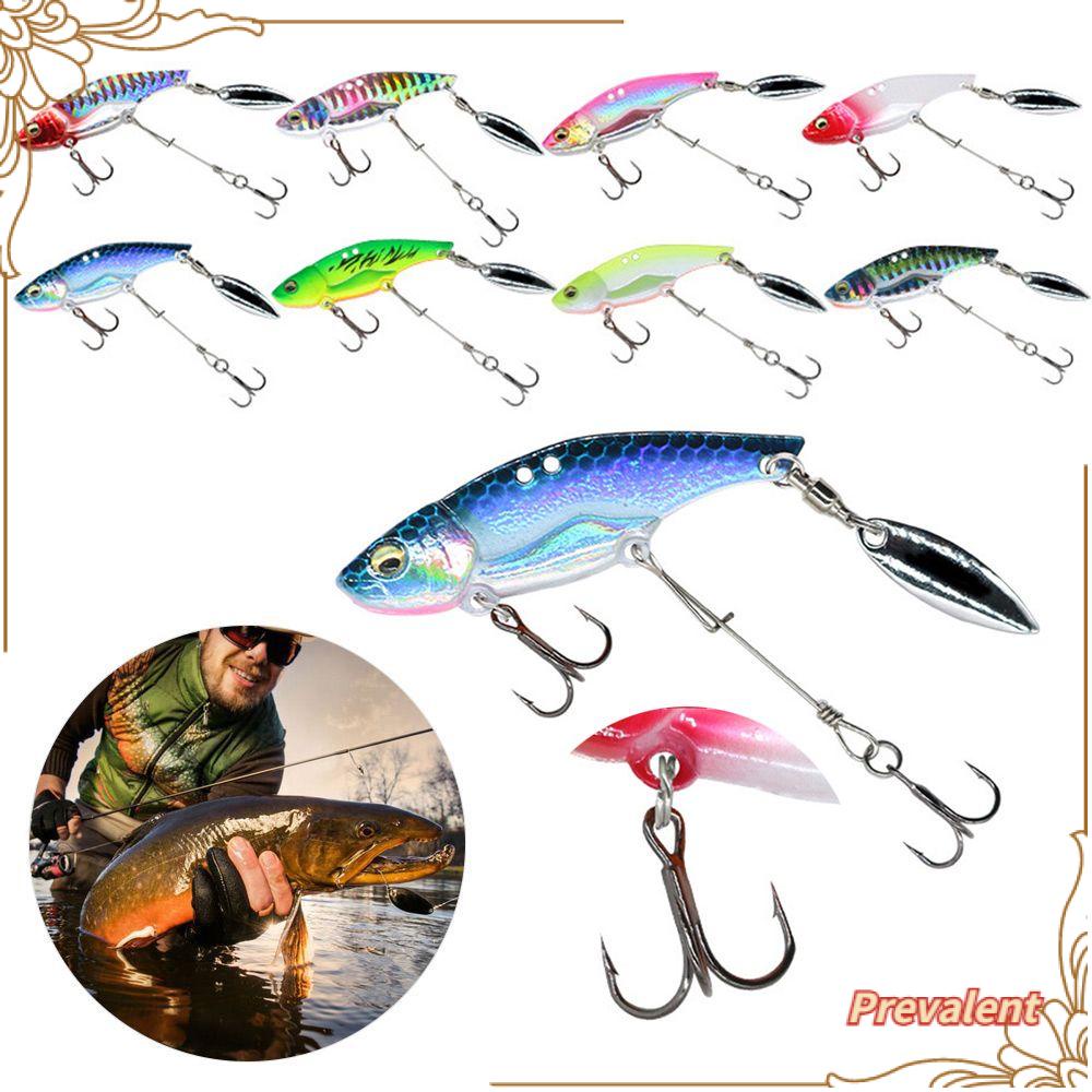 Preva11/15g Umpan Metal VIB Rotating Spoon Fishing Tackle Kait Panjang