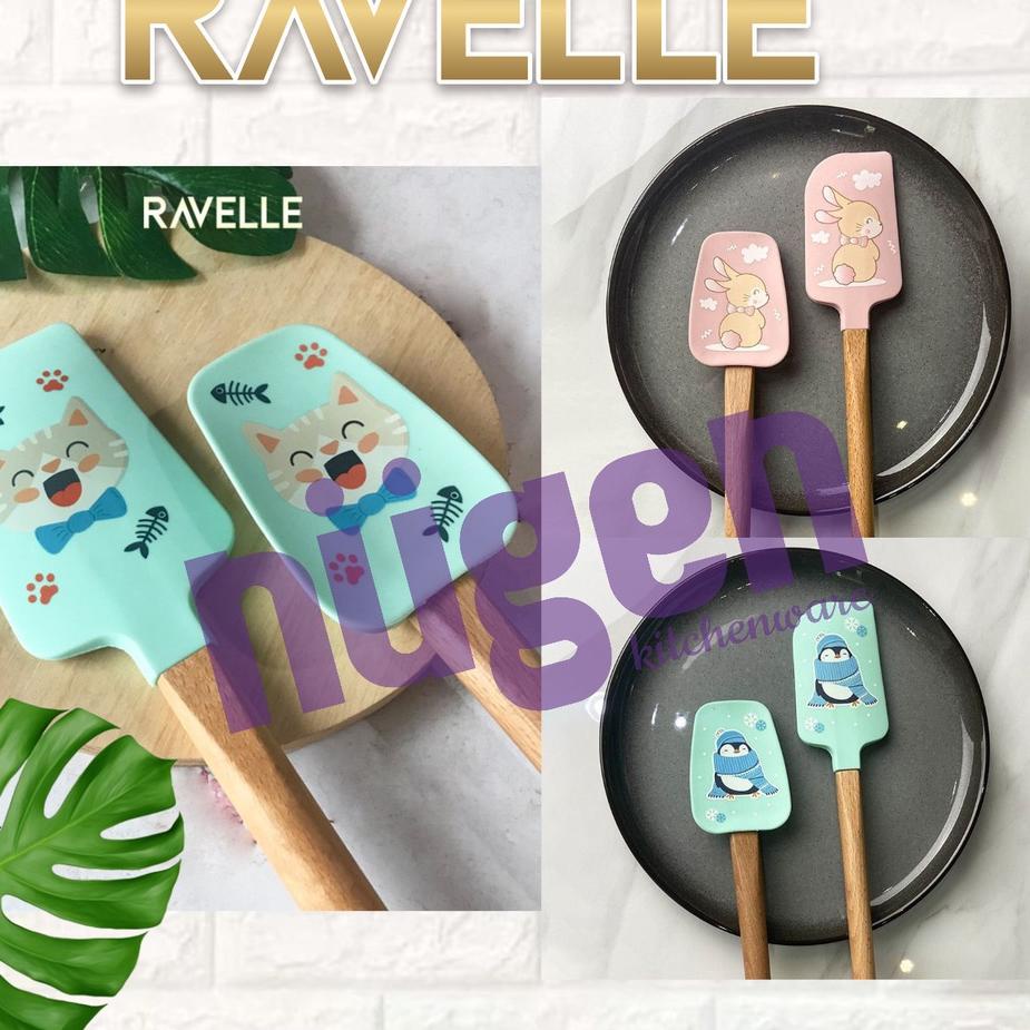 ✷ RAVELLE Cat Penguin Rabbit Sutil Spatula Set 2Pcs -  ORIGINAL bukan stein ➽