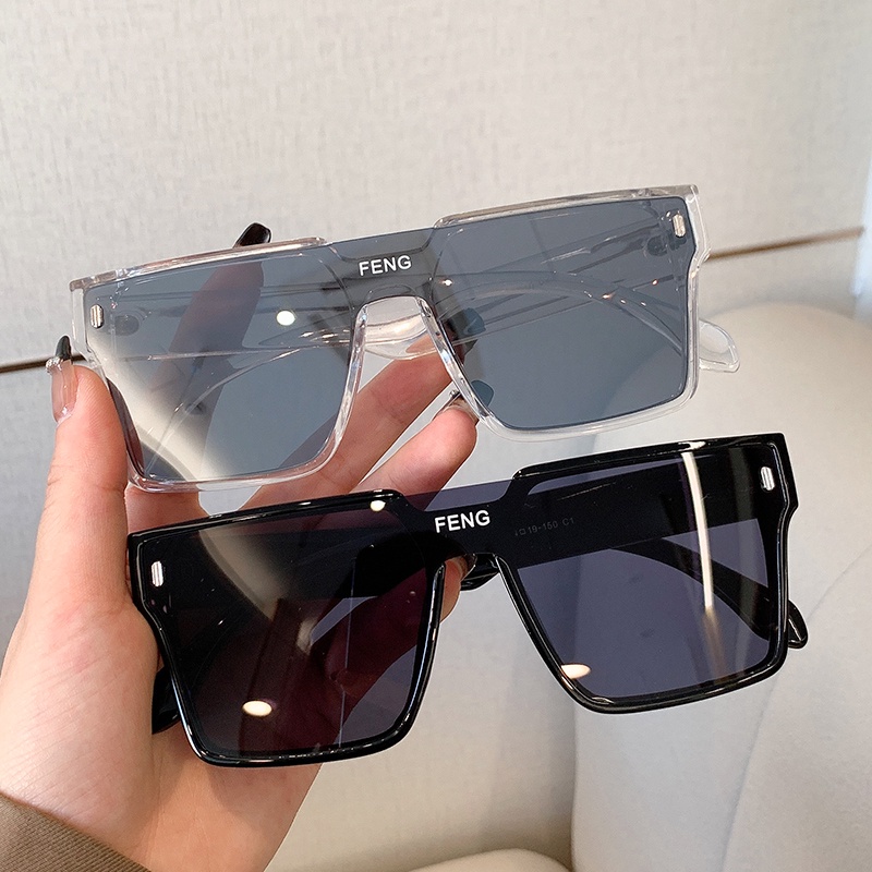 Fashion One-piece Windproof Sunglasses Untuk Unisex Super Ringan Kacamata Bingkai Besar Square Driving Shade Glasses