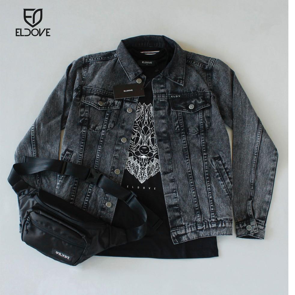 TERLARIS Eldove Paket Jacket Denim + Kaos + Waistbag 9504