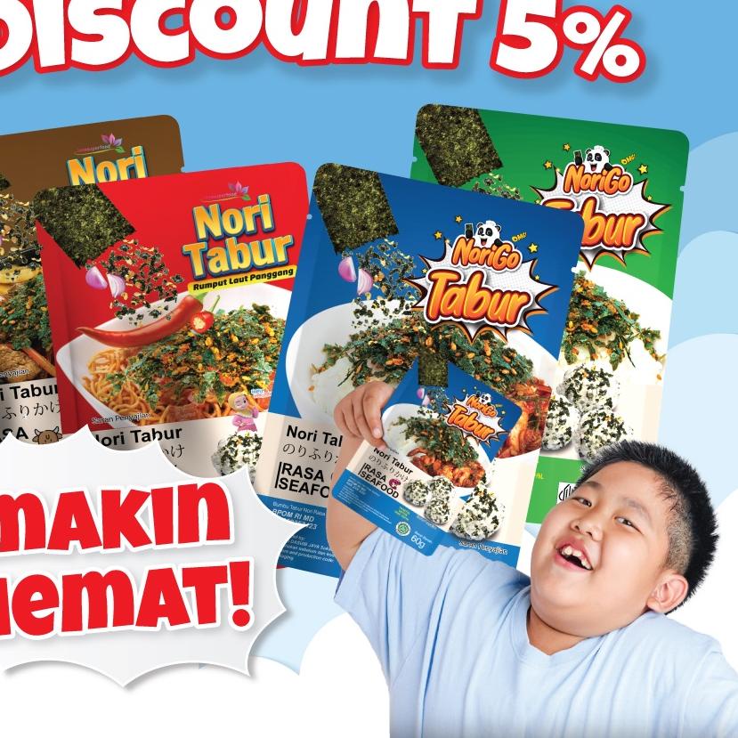 

♥ [Paket Promo] Nori Tabur Rumput Laut Panggang - Original, Sapi, Pedas, seafood 60g ♟