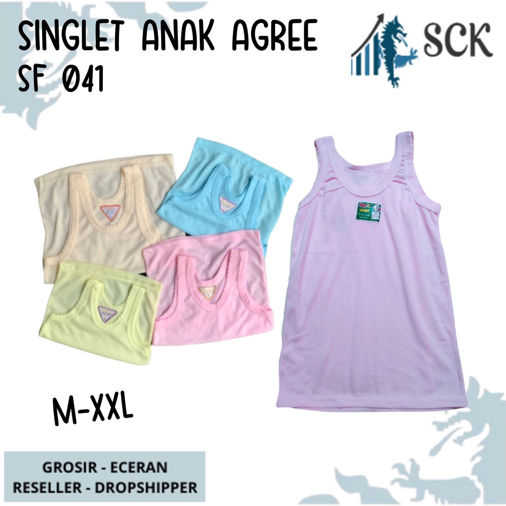 [ISI 3] Singlet AGREE Kids SF 041 Warna Warni  / Pakaian Dalam Anak AGREE / Singlet Bayi - sckmenwear GROSIR