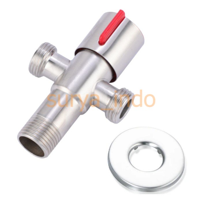 STOP KRAN T / TEE KLOSET 1/2&quot; STOPKRAN CABANG TOILET SINK MERAH SUS304