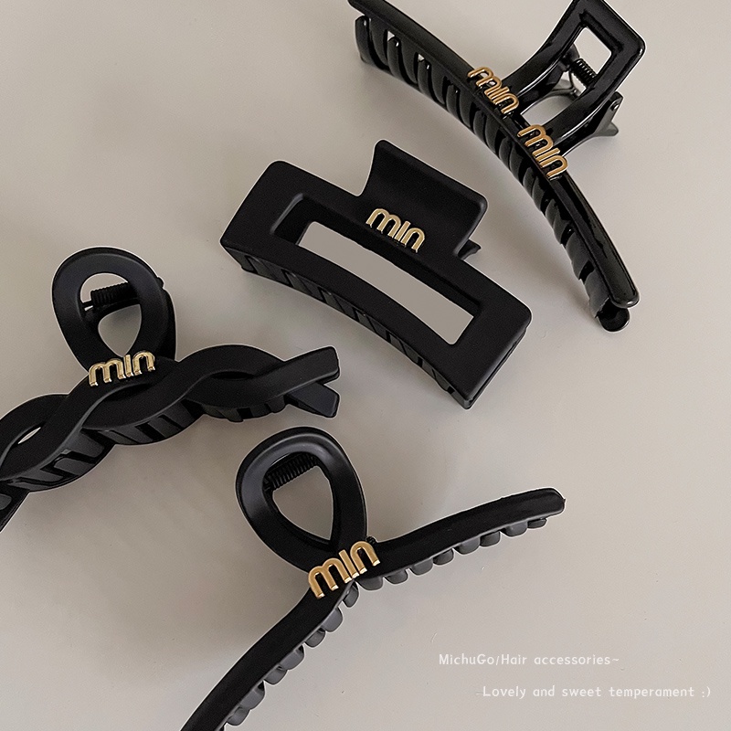 Klip Rambut Besar Hitam Sederhana Perempuan Kepala Belakang Plat hair grip volume Rambut multi -shark Klip Hiasan Kepala