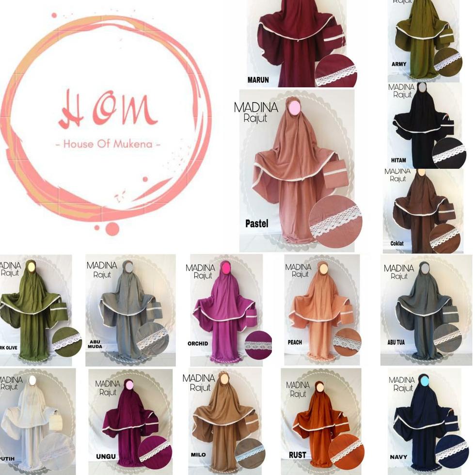 Paling Diminati MUKENA POLOS RENDA RAJUT MADINA  ECER DAN GROSIR :)