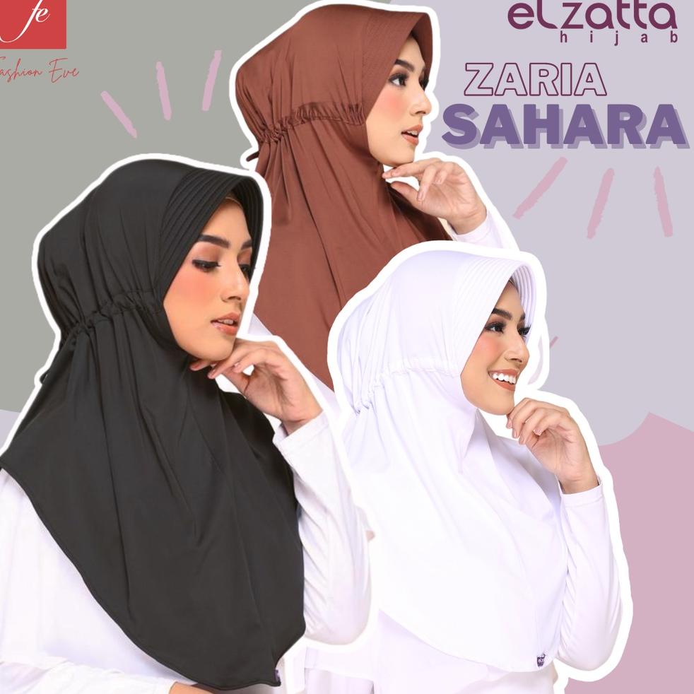 BIG SALE ELZATTA HIJAB KERUDUNG JILBAB BERGO INSTAN ELZATTA SERUT BELAKANG HITAM PUTIH POLOS ZARIA S