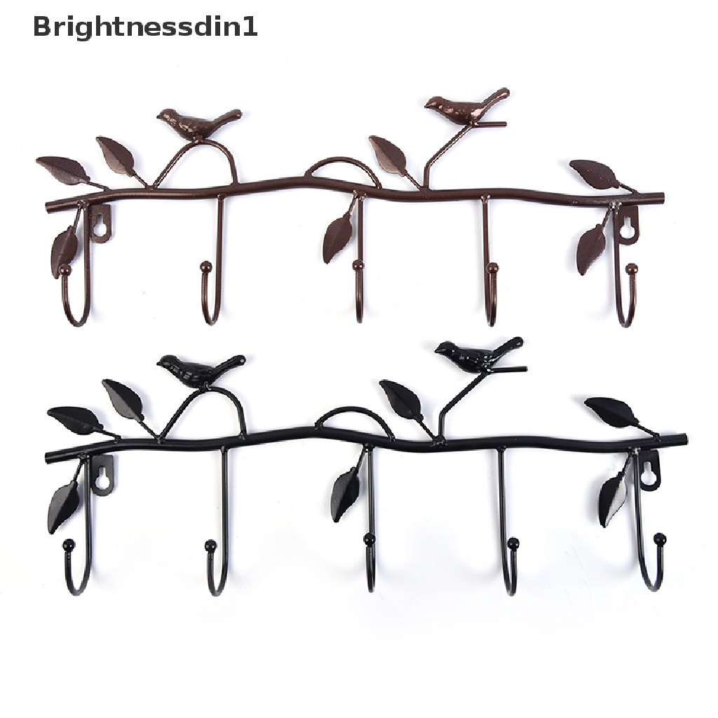 [Brightnessdin1] Retro 5kait Besi Tempa Bentuk Burung hook Daun Dinding Gamis Gantungan Kunci coat holder Butik