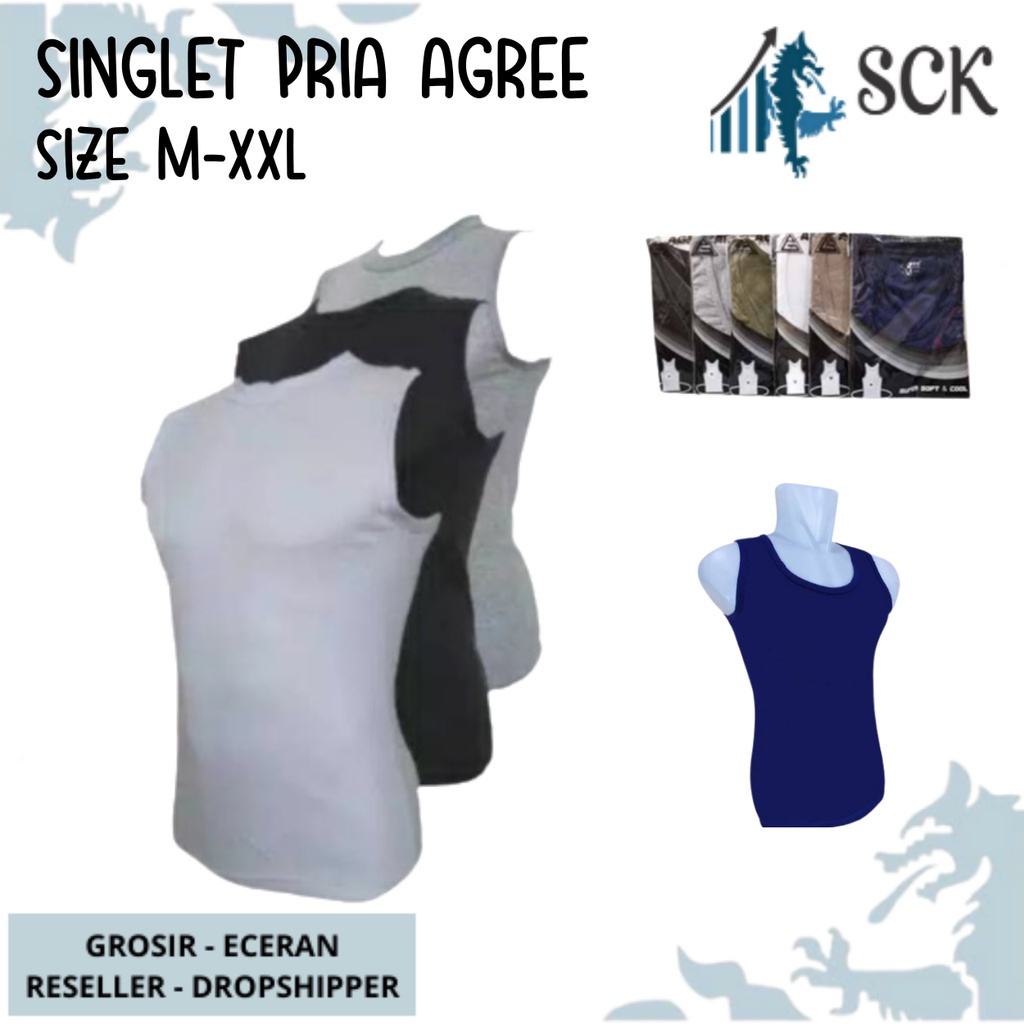 Singlet Pria AGREE 6 WARNA / Kaos Dalam DEWASA / Pakaian Dalam Cowok  - sckmenwear GROSIR