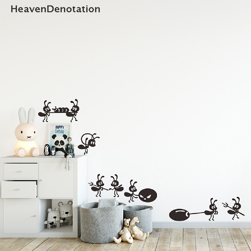 [HeavenDenotation] Kartun Semut Hitam Bergerak Stiker Dinding Untuk Kamar Anak Art Decals Stickers HDV