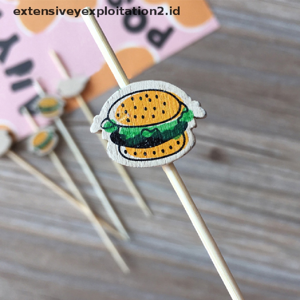 {NEW} 100pcs/pack Hamburger Garnish Bambu Stik Buah Snack Pesta Food Picks.