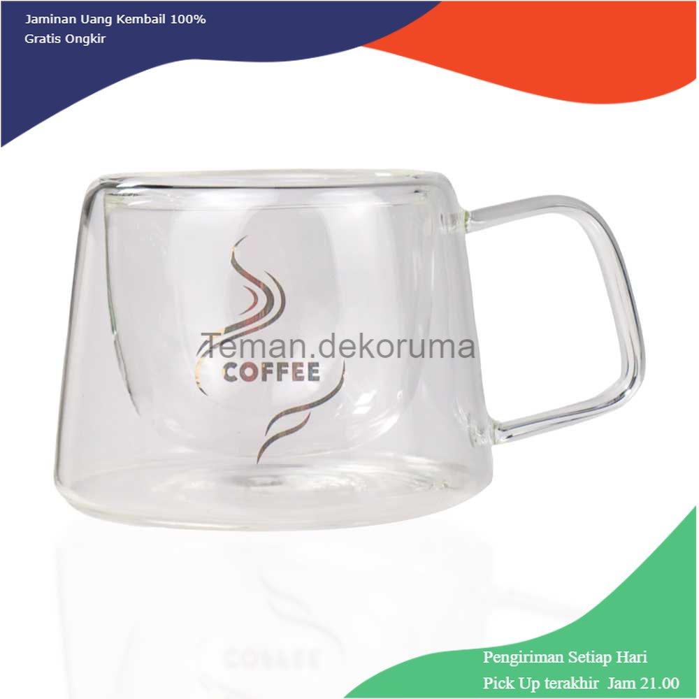 TD - GLS One Two Cups Cangkir Kopi Anti Panas Doublewall Glass 200ml - DOME240