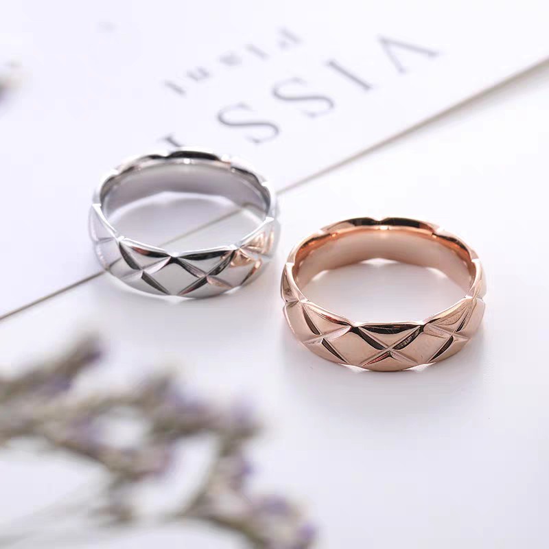 Cincin Jari Telunjuk Bahan Titanium Steel Metal Glossy | Cincin Bahan Stainless Steel Pola Berlian | Cincin Model Silang Untuk Wanita