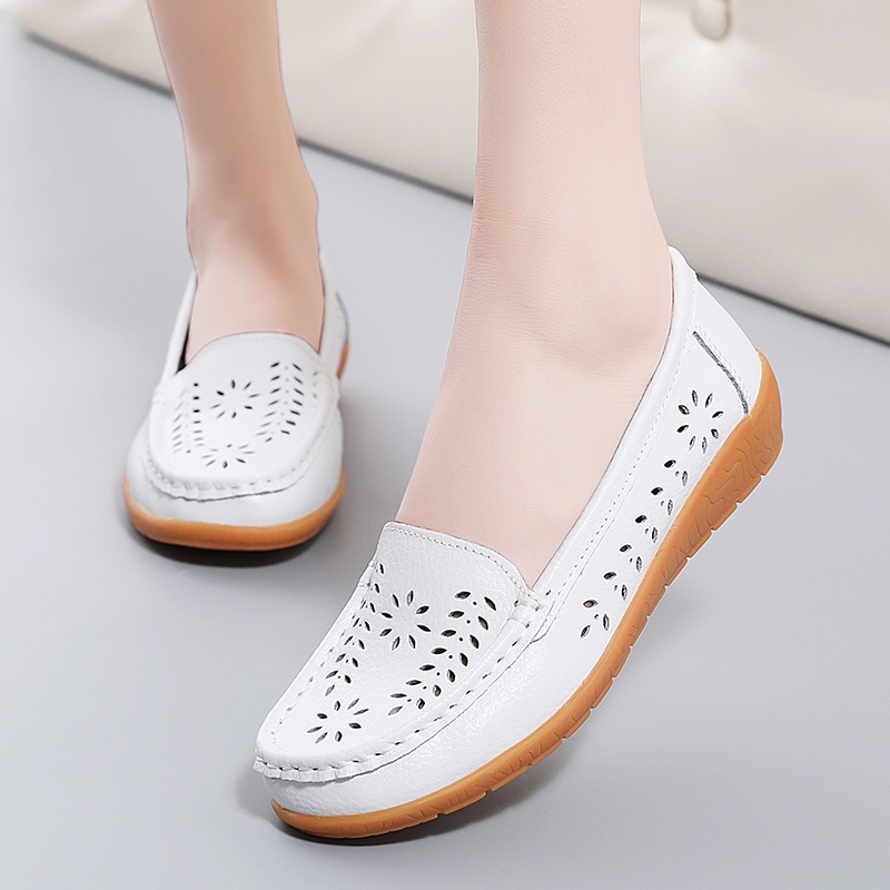 FOKU Sepatu Flat Wanita Sepatu Kulit Wanita Flatshoes Karet