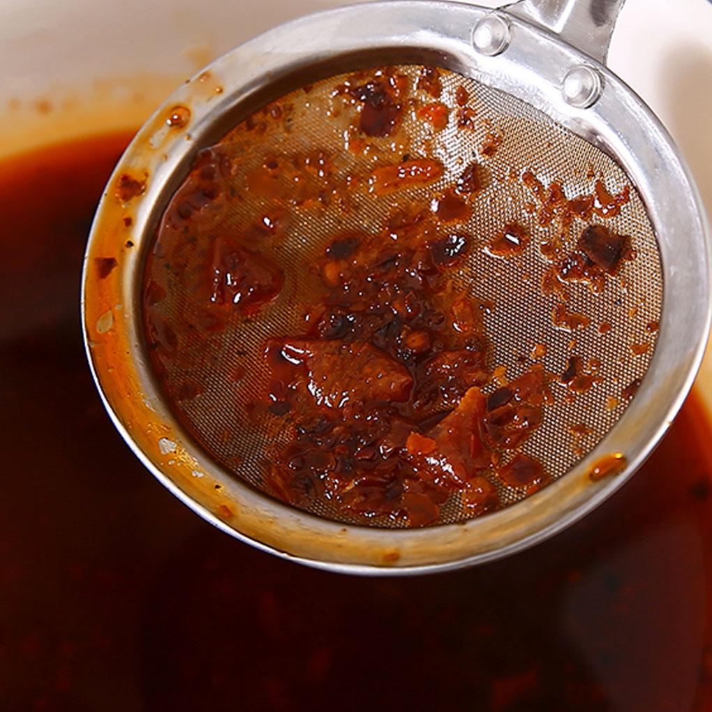 Saringan Stainless Saringan Tepung Dapur Dengan Gagang Dipanjangkan Lubang Gantung Untuk Rumah Restoran