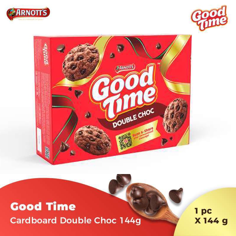 

Good Time Cardboard Double Choc biscuit biskuit 144g 144 gram