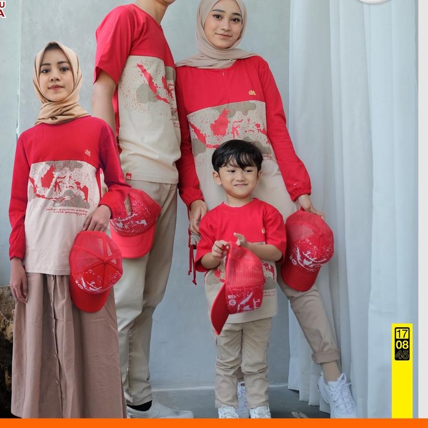 ✮ Kaos Merah Putih Couple Edisi 17 Agustus Baju Couple Keluarga SM28 Merah Coksu ۩