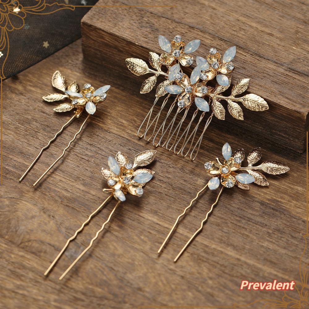 Preva 1set Mutiara Jepit Rambut Wanita Perempuan Pernikahan Sisir Rambut Rhinestones Hairgrips