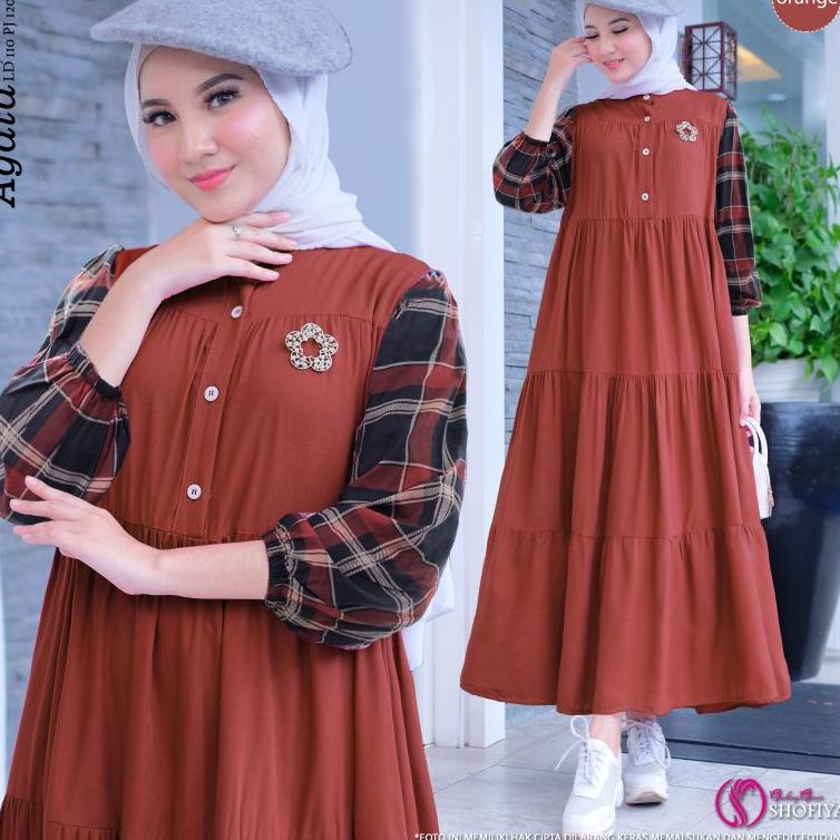 LANGSUNG ORDER (NEW) MIDI DRESS WANITA FASHION MUSLIM //AGATA - SQUARE MIDI BY SHOFIYA