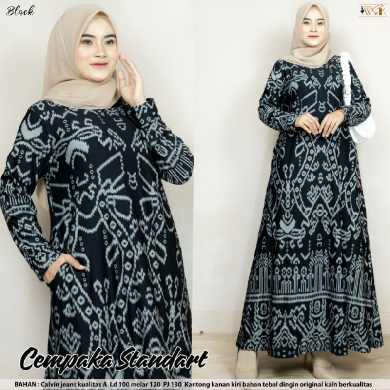 CEMPAKA ORI WSK GAMIS TERBARU 2022 BAJU LEBARAN ORIGINAL MOTIF BATIK DRESS ETNIK MODERN KEKINIAN BAH