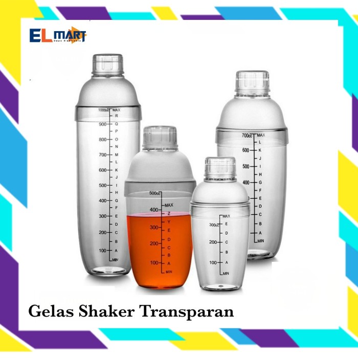 Botol Shaker CK7 Minuman Transparan 350 500 700ml Gelas Takar Coctail