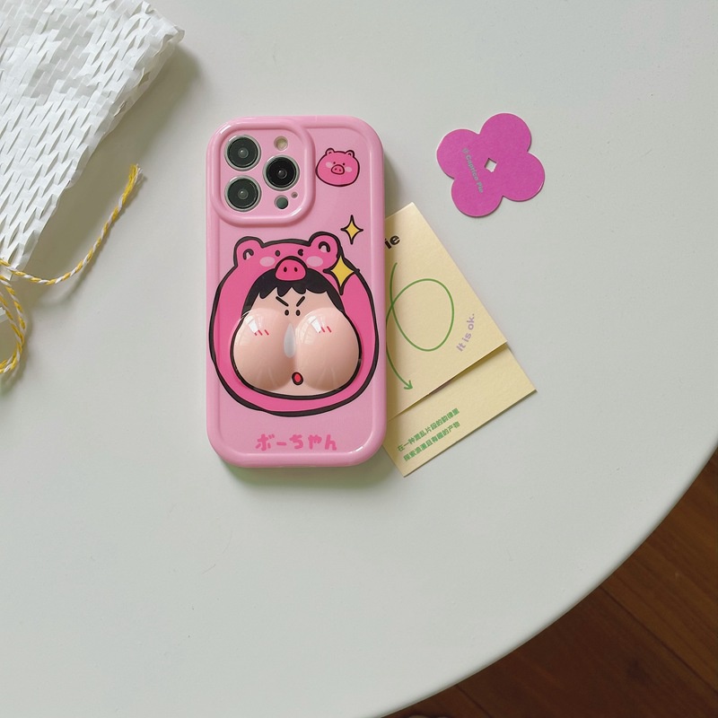 Pinch Face Pig Hat Soft Case HP iP iPhone 14 Plus 11 12 13 Pro Max New Casing Apple