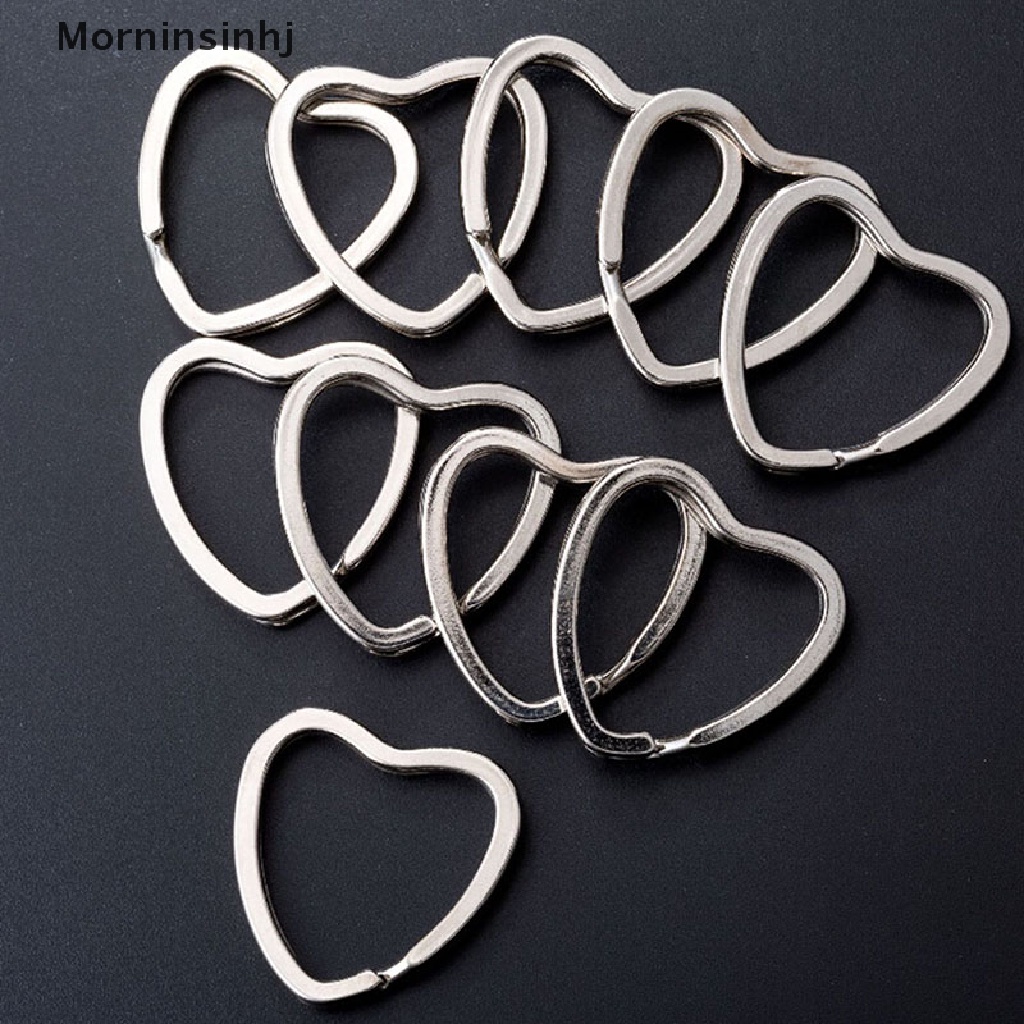 Mornin 10PCS Heart Metal Key Holder Split Rings Keyring Gantungan Kunci Hoop Loop DIY id