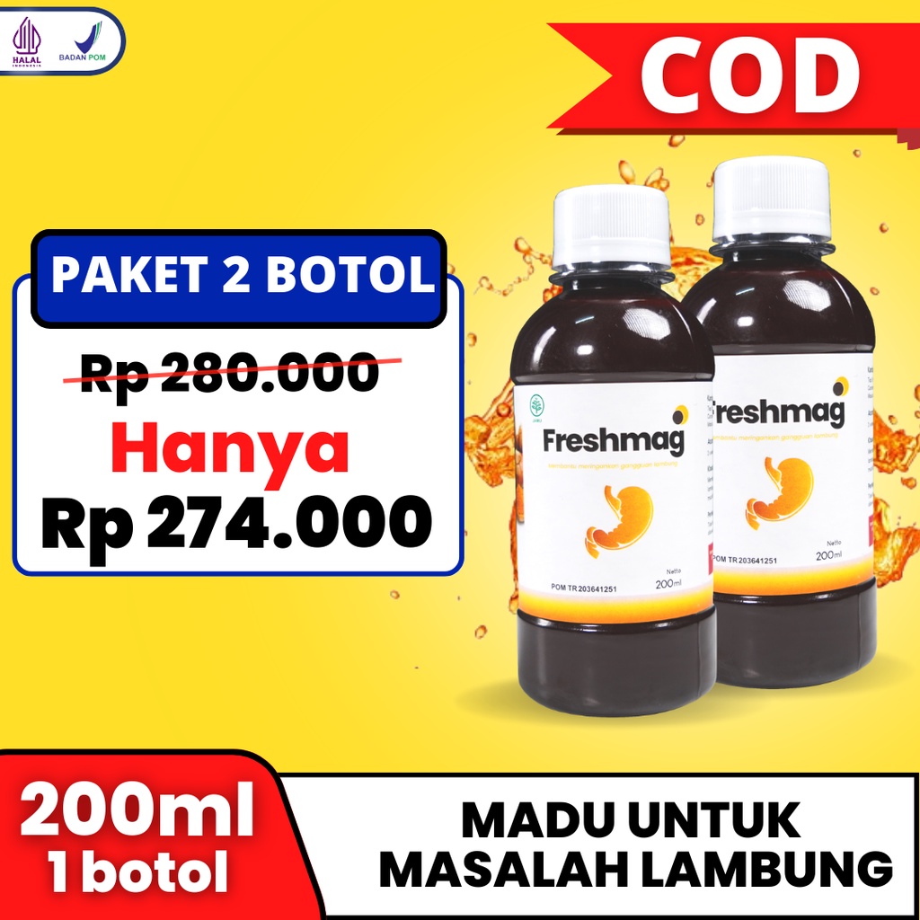 2 Botol Freshmag Original - Fresh Maag Presmag Madu Herbal Alami Atasi Masalah Lambung Gerd Infeksi