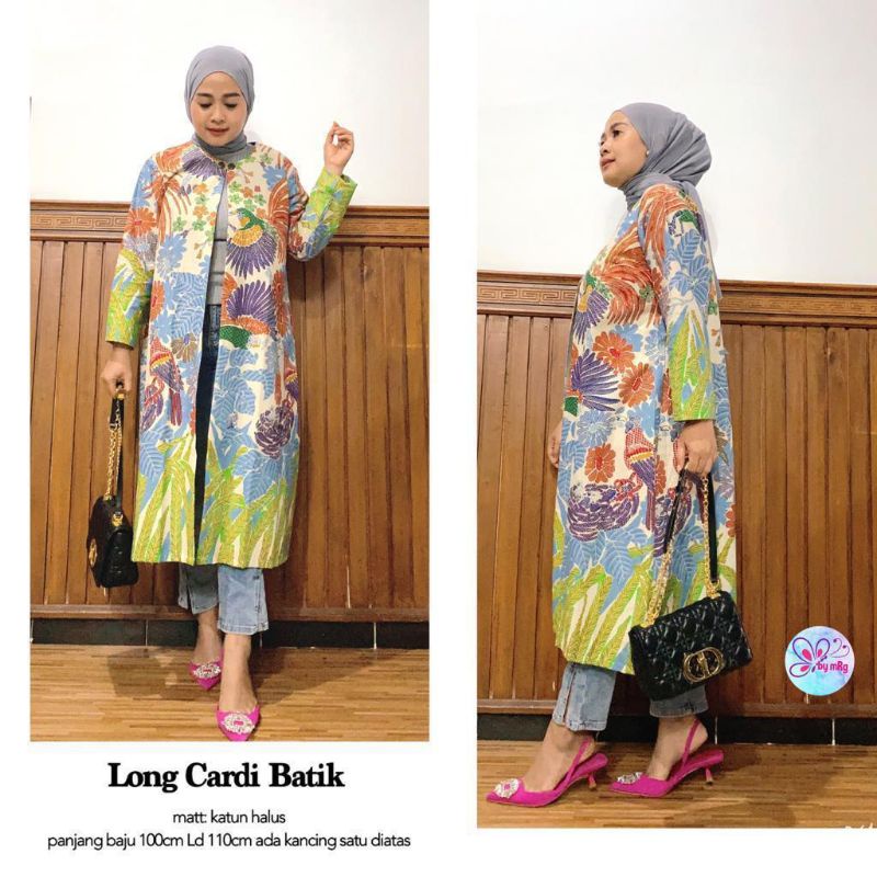 long cardi  batik rumput batik solo outer lengan