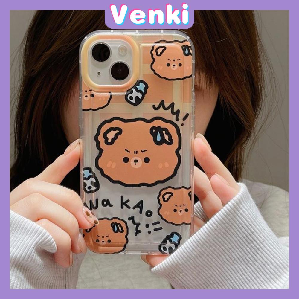 Case For iPhone 14 Pro Max Soft TPU Clear Jelly Airbag Case Cute Cartoon Bear and Puppy Camera Protection Shockproof For iPhone 14 13 12 11 Plus Pro Max 7 Plus X XR